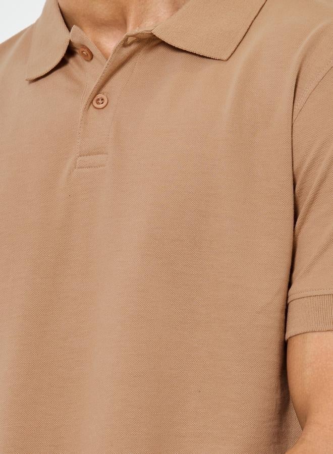 Styli Men Beige Cotton Relaxed Polo - Image 3