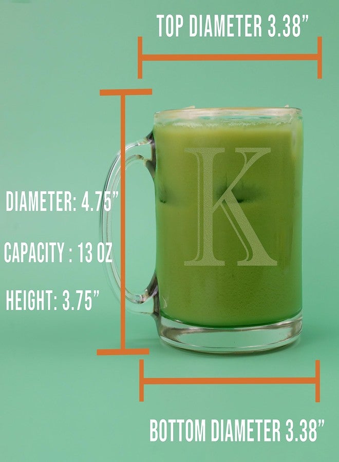 Spotted Dog Company كوب قهوة زجاجي شفاف سعة 12 أونصة محفور عليه حرف K، هدايا مخصصة لمحبي القهوة، هدايا محفورة حسب الطلب للنساء، هدية شخصية للرجال، حرف - Image 5