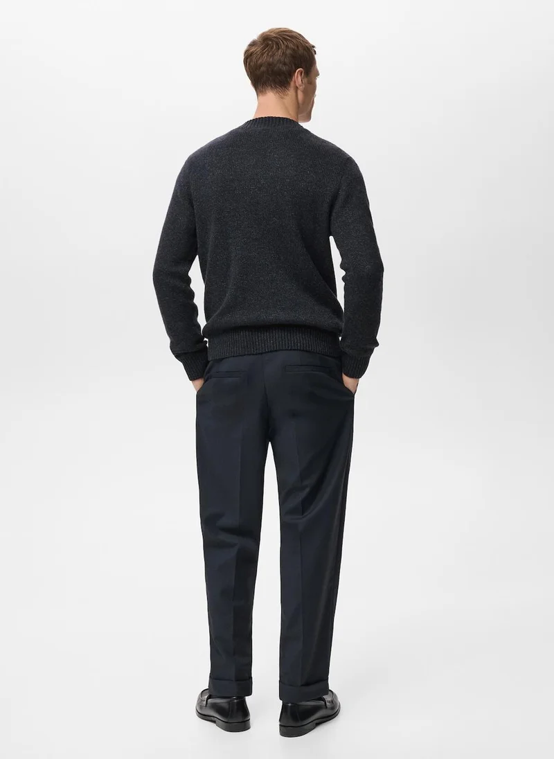 Mango Man Structured wool-blend knitted sweater