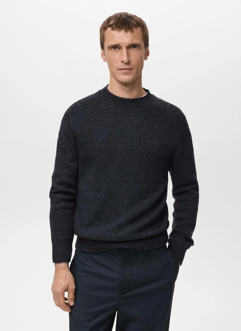 Mango Man Structured wool-blend knitted sweater