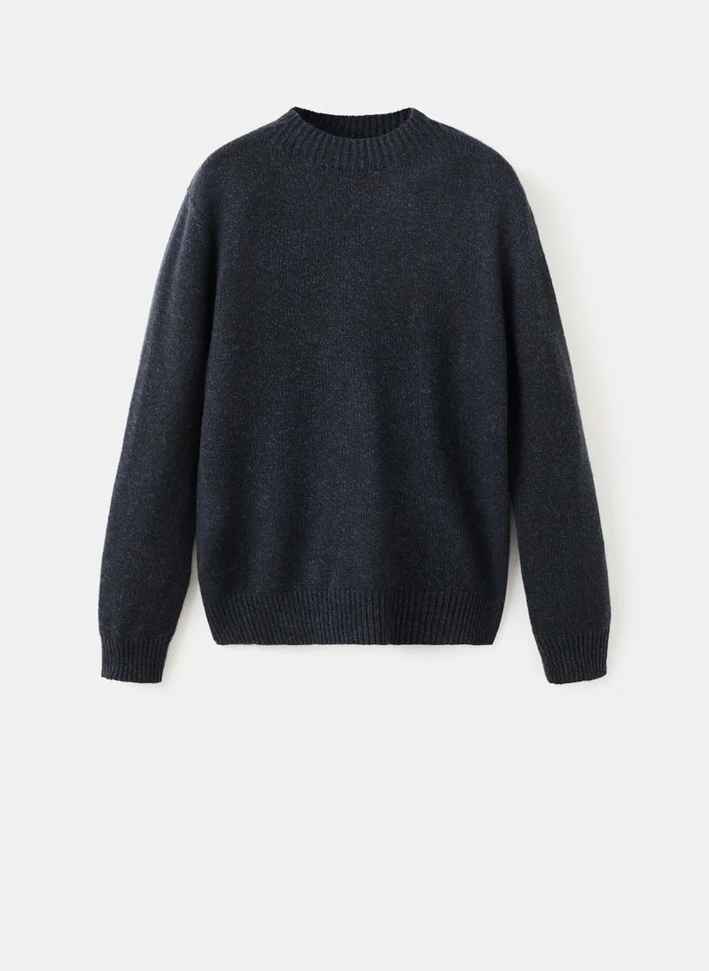 مانجو مان سترة صوفية محبوكة بتصميم منظم