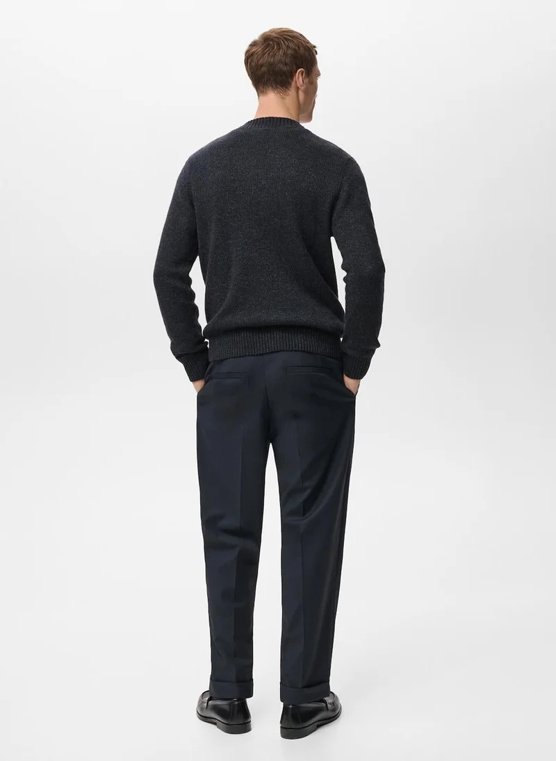 Mango Man Structured wool-blend knitted sweater