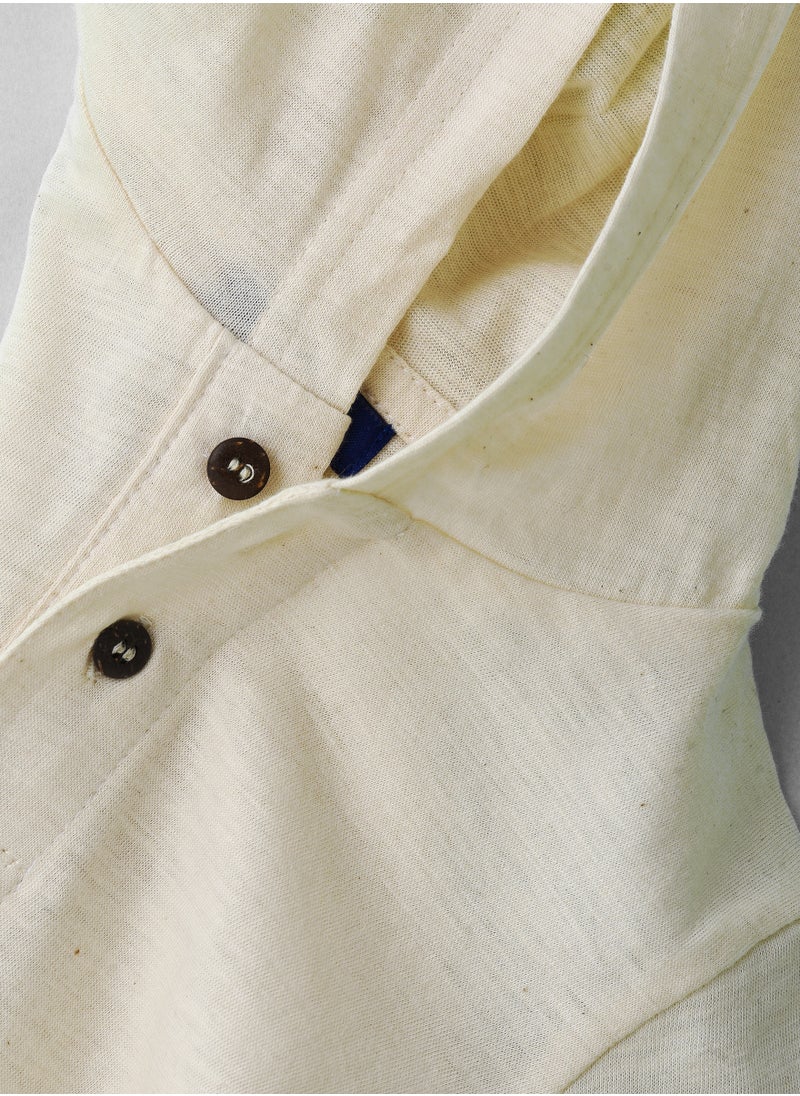 JAM Boys' Cream Hooded Button-Up Cotton T-Shirt  - Image 4