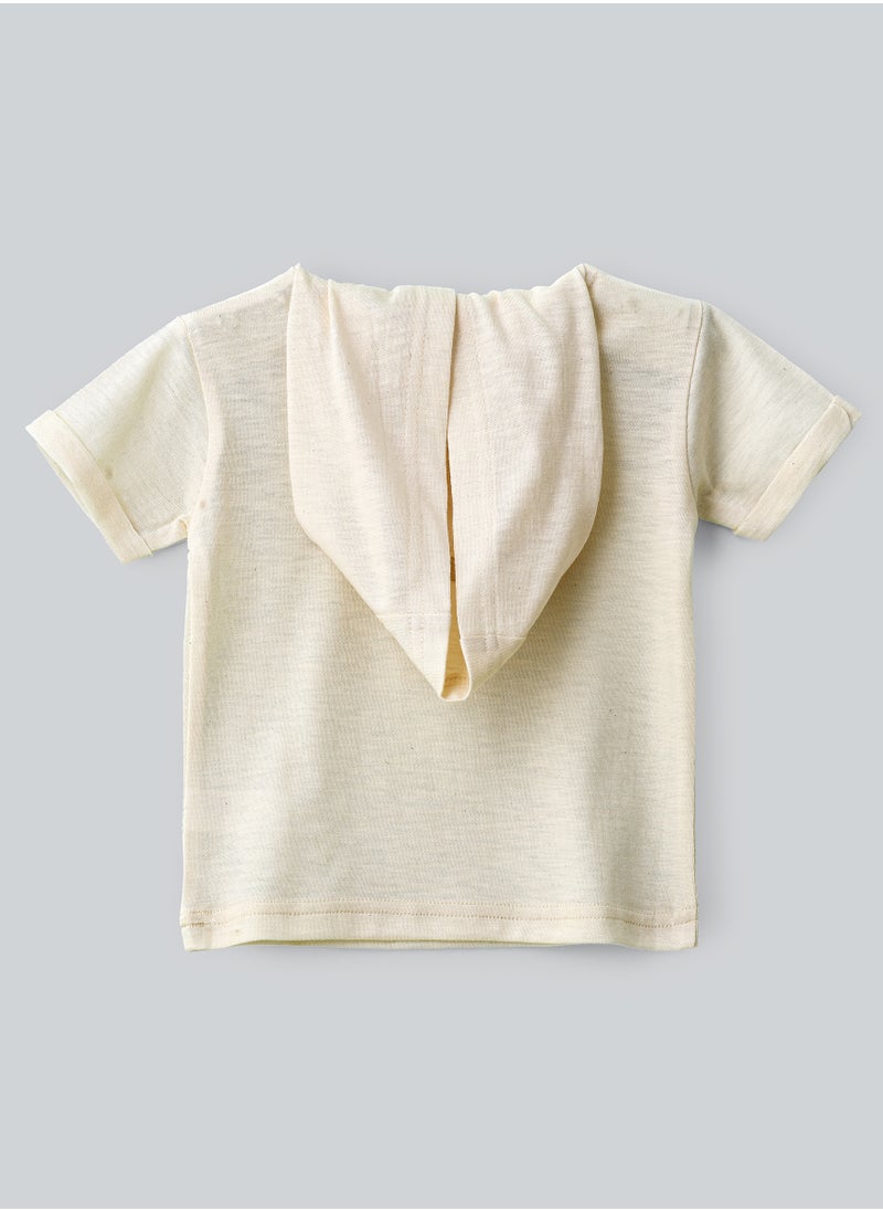JAM Boys' Cream Hooded Button-Up Cotton T-Shirt  - Image 2