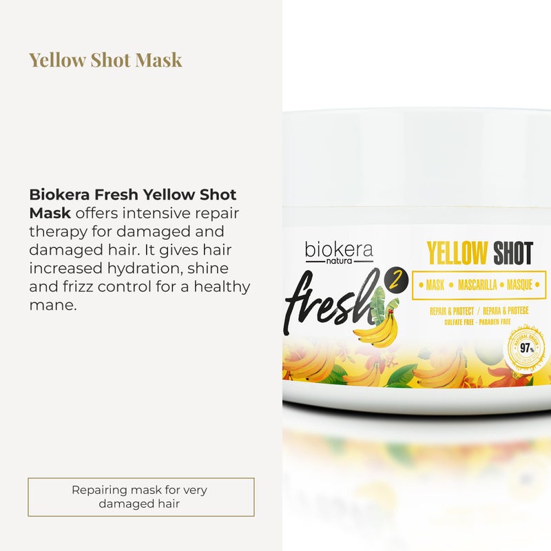 SALERM - Deep Repair Hair Mask - Biokera Fresh Yellow Shot Mask - 250 ml - Hydrates, Repairs, and Protects Hair - Anti-Frizz - Sulfate-Free and Paraben-Free - Image 2