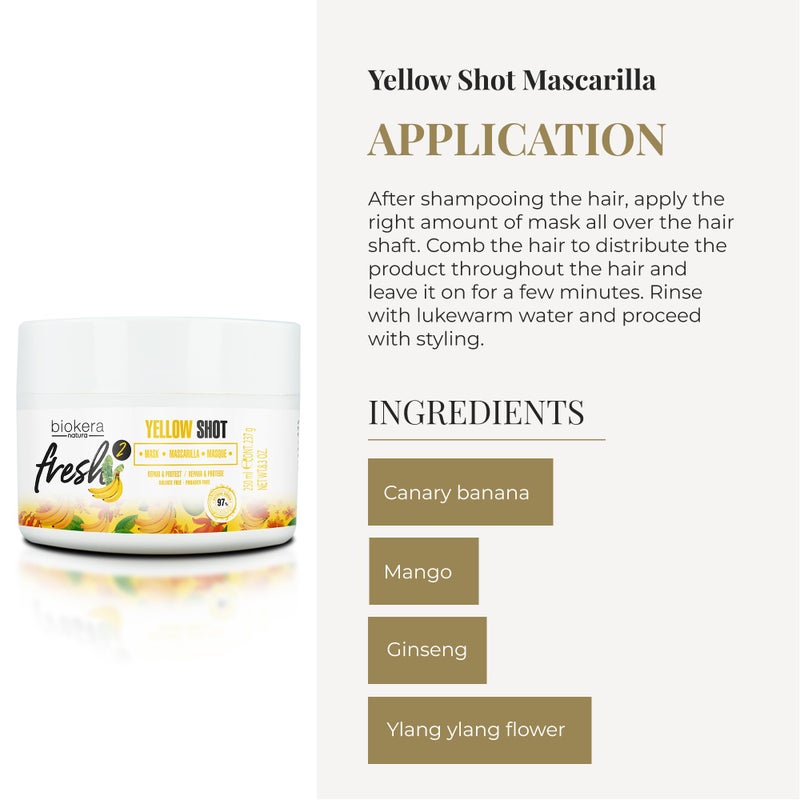 SALERM - Deep Repair Hair Mask - Biokera Fresh Yellow Shot Mask - 250 ml - Hydrates, Repairs, and Protects Hair - Anti-Frizz - Sulfate-Free and Paraben-Free - Image 4
