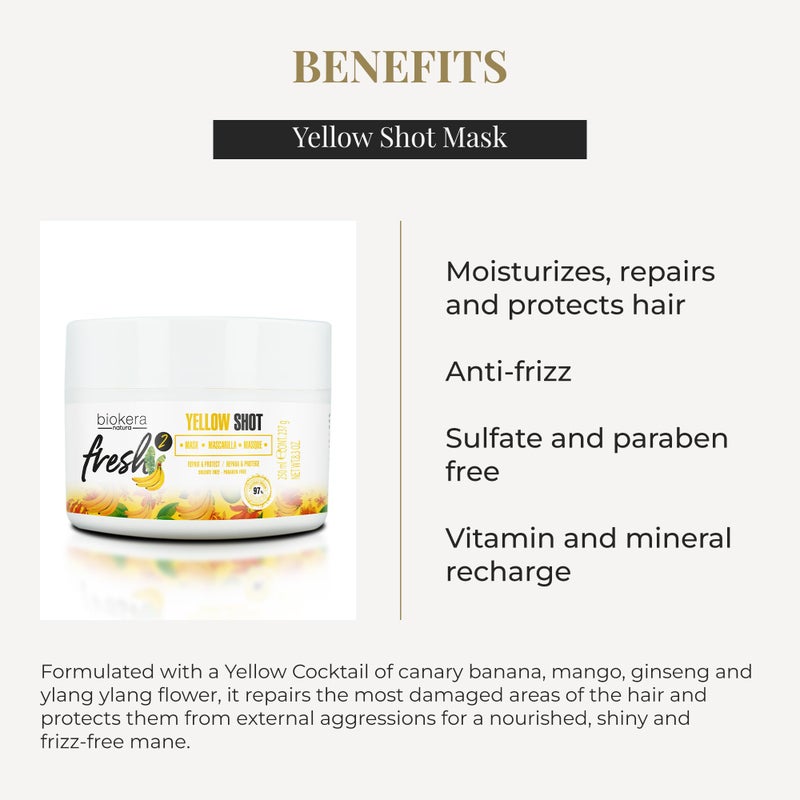 SALERM - Deep Repair Hair Mask - Biokera Fresh Yellow Shot Mask - 250 ml - Hydrates, Repairs, and Protects Hair - Anti-Frizz - Sulfate-Free and Paraben-Free - Image 3