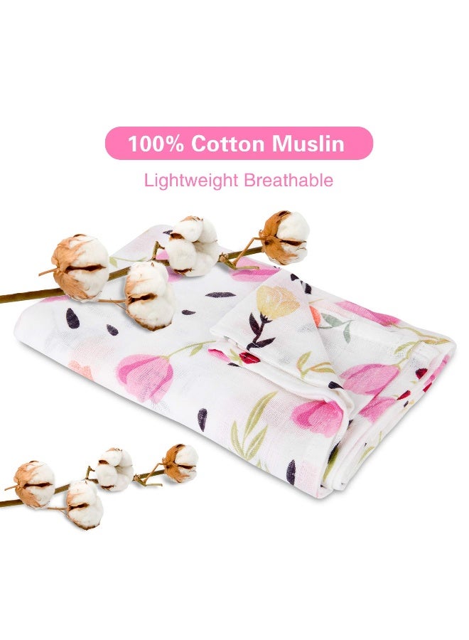 Metplus غطاء مقعد السيارة للأطفال من موسلين، غطاء مقعد السيارة للأطفال من متبلس - مناسب عالميًا واسع جدًا، خفيف الوزن وقابل للتنفس وناعم للفتيات هدية استحمام (زهور بنفسجية) - Image 4