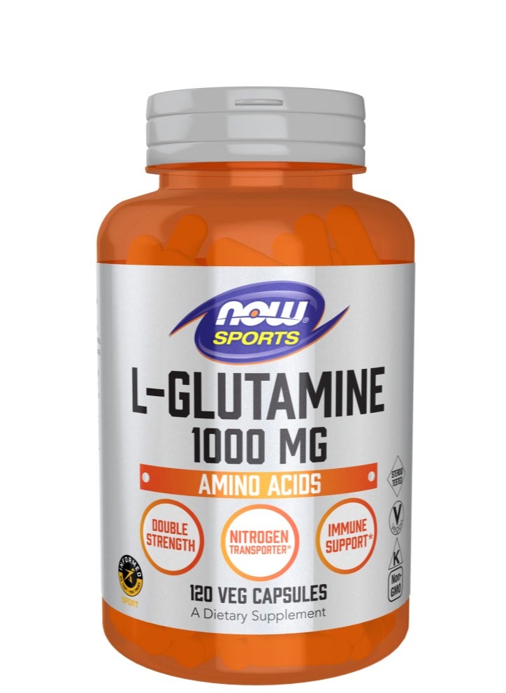 now - L-Glutamine, Double Strength 1000 mg 120 Veg Capsules - Image 1