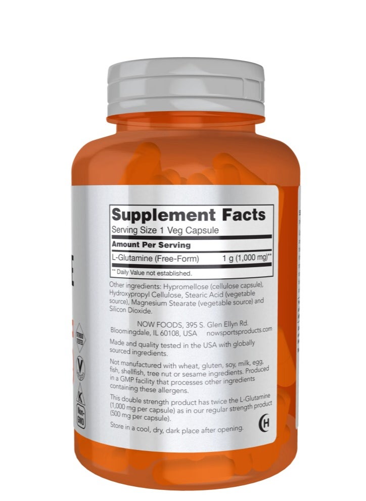 now - L-Glutamine, Double Strength 1000 mg 120 Veg Capsules - Image 1