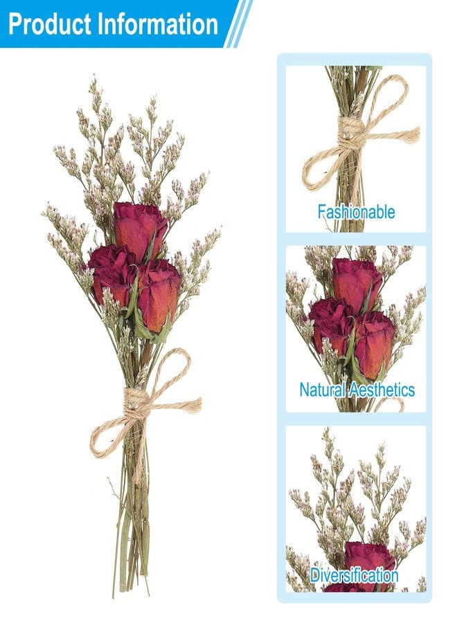PATIKIL Mini Dried Flower Bouquet, 10 Pcs Rose Natural Wildflower with Stem Decor Baby's Breath Boho Floral Plant Flower for Crafts DIY Photo Props Gift Wedding Decor, Red - Image 3
