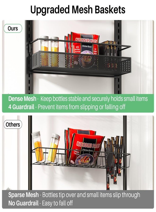 SNTD Over the Door Pantry Organizer - Adjustable Pantry Door Organizer, 8 Tier Large Capacity Over the Door Spice Rack (Black) - Image 4