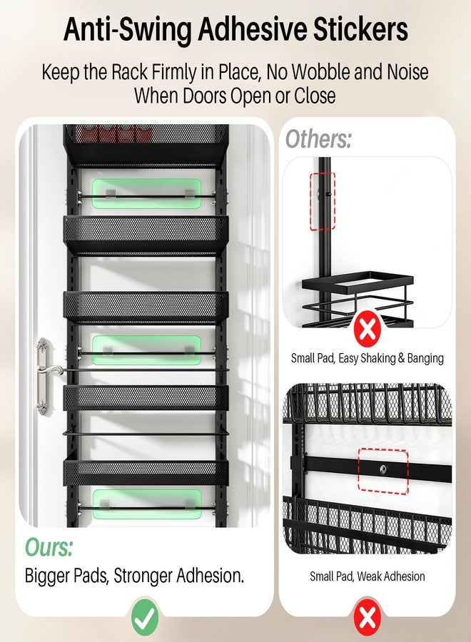 SNTD Over the Door Pantry Organizer - Adjustable Pantry Door Organizer, 8 Tier Large Capacity Over the Door Spice Rack (Black) - Image 5