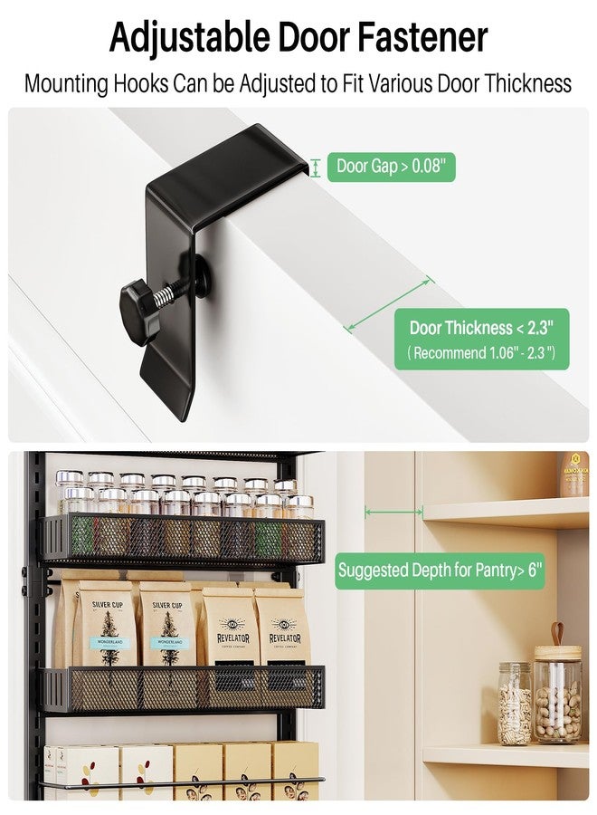 SNTD Over the Door Pantry Organizer - Adjustable Pantry Door Organizer, 8 Tier Large Capacity Over the Door Spice Rack (Black) - Image 2