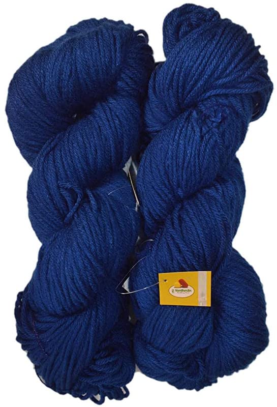 KYSS Vardhman Jackpot Thick Chunky Wool Hand Knitting Yarn Royal Blue Hanks300gms Shade no25 - Image 1