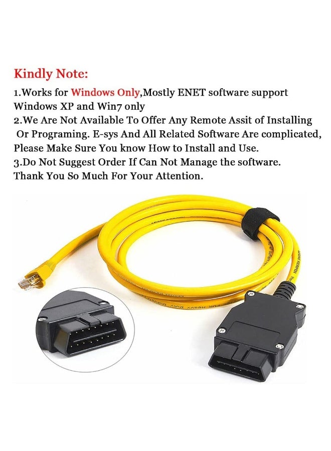 RAHAYM Enet OBD2 RJ45 Cable,Ethernet 6.6ft/2M Cable RJ45 ethernet Connector Tools to OBDII Interface Cable Car Diagnostic Coding F-Series - Image 5