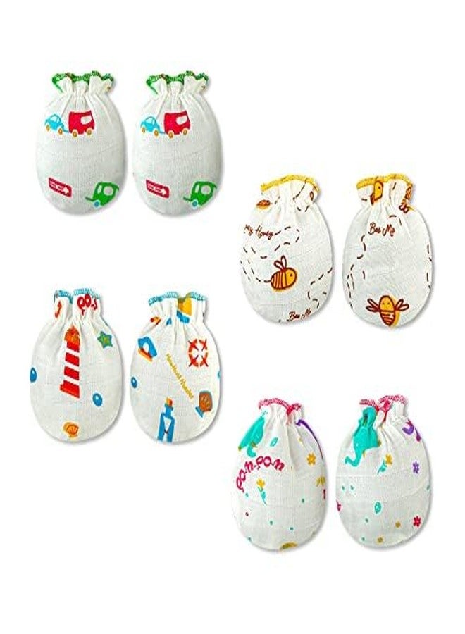 Bumsies Newborn Babies Clothing Set – Soft 100% Cotton Daily Essentials Gift Set for New Born Baby Boys & Girls | Pack of 12-4 Slip, 4 Tie-Up Cloth Nappy/Langot & 4 Pair Mittens, (0-3 Months) - Image 5