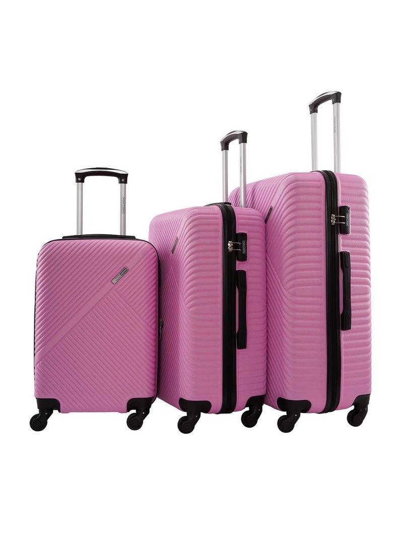 Aurora Set of 3 ABS Hard Case Luggage Trolley Bag with 4 Spinner Wheels & Lock – Pink (Small, Medium & Large) - pzsku/Z64B6E002140CAC3FFE09Z/45/_/1689777715/63e90355-b32f-4eab-baf6-674d529cf17d