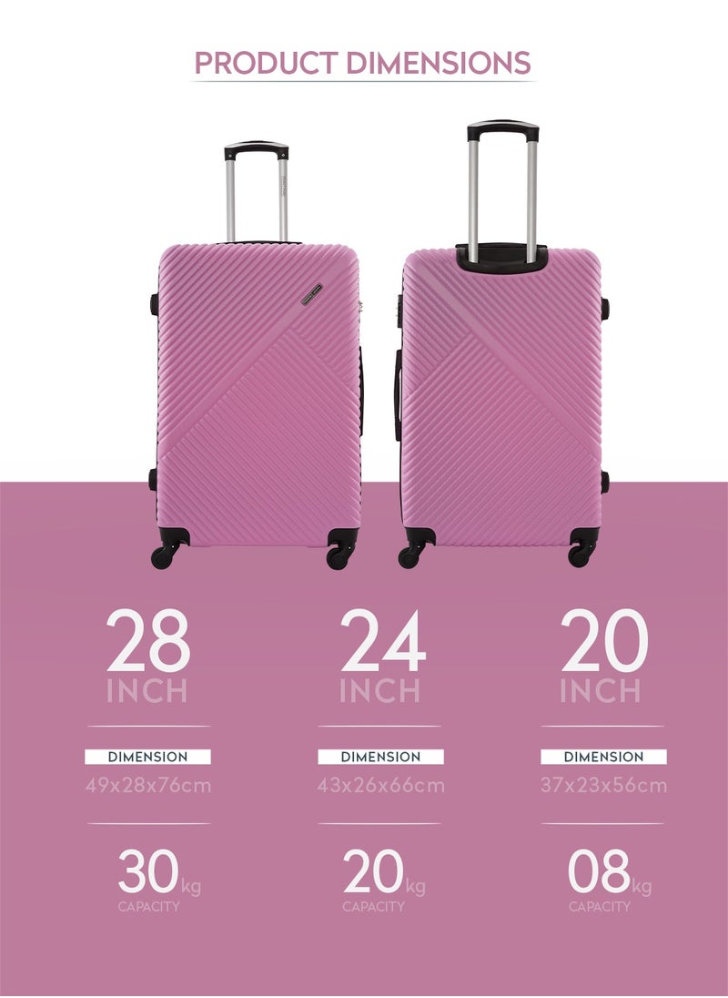 Aurora Set of 3 ABS Hard Case Luggage Trolley Bag with 4 Spinner Wheels & Lock – Pink (Small, Medium & Large) - pzsku/Z64B6E002140CAC3FFE09Z/45/_/1733060410/363a4d9d-c245-4c29-b0b9-7d38f9d20a74