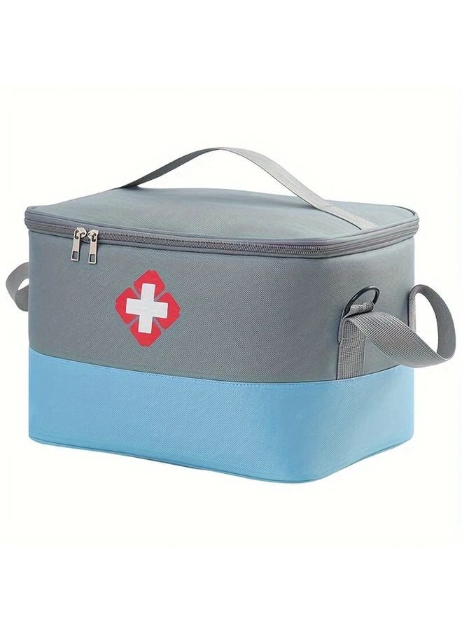 Gray Blue Portable Large Capacity First Aid Kit Bag Emergency Medical Organizer for Home Travel Outdoor - Image 2