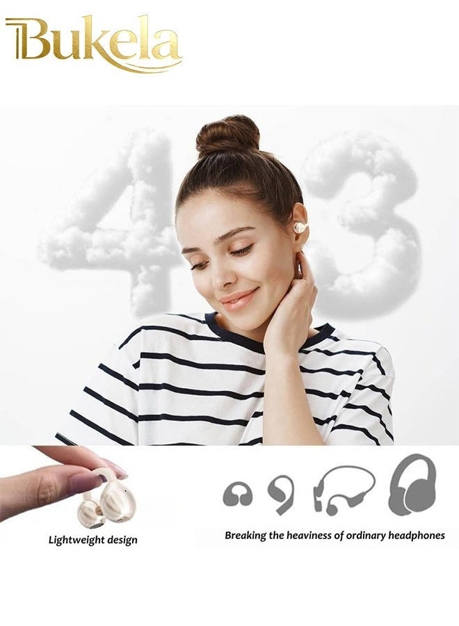 كيلا سماعات أذن مفتوحة حقيقية، خفيفة الوزن ومريحة، سماعات أذن لاسلكية مفتوحة، سماعات بلوتوث 5.4 بتصميم مناسب للجري الرياضي، لون بيج - Image 4