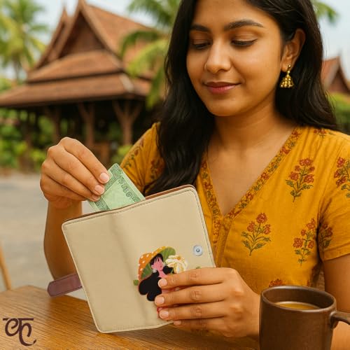 Kalankit Passport Wallet for Women | Vegan Leather Bi-Fold Long Wallet & Travel Purse | Valentine Gift for Her, Valentine Gifts for Women | Daisy Dream - Image 2