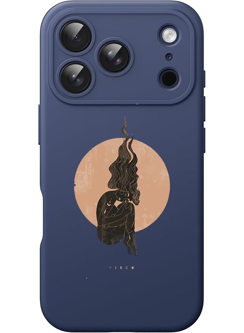 Theodor Protective Slim Fit Case Liquid Silicone Cover with Full Body Protection Anti-Scratch Shockproof Case For Apple iPhone 17 Pro (Blue) Virgo-01 - Image 1