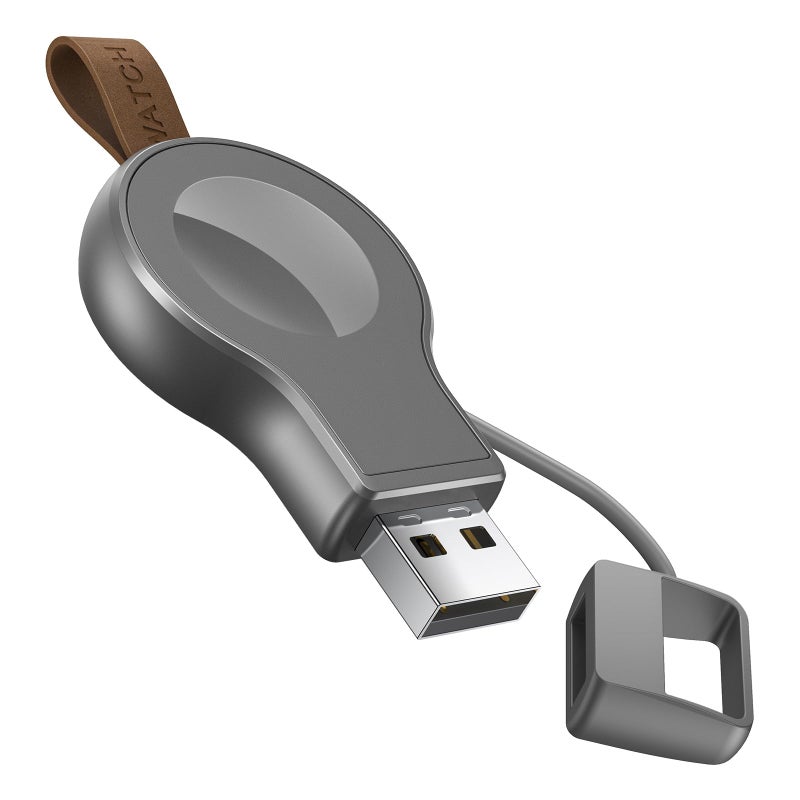 NEWDERY Charger for Apple Watch Portable iWatch USB Wireless Charger, Travel Cordless Charger with Light Weight Magnetic Quick Charge for Apple Watch Ultra 2 Series10 9 8 7 6 5 4 3 2 SE, Gray Titanium - Image 1