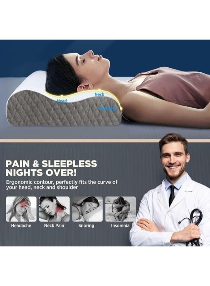 Contour Cervical Memory Foam Pillow Orthopedic Neck and Shoulder Support Pillow for Neck Pain Relief Ergonomic Sleeping Pillow for Side and Back Sleepers - Image 5