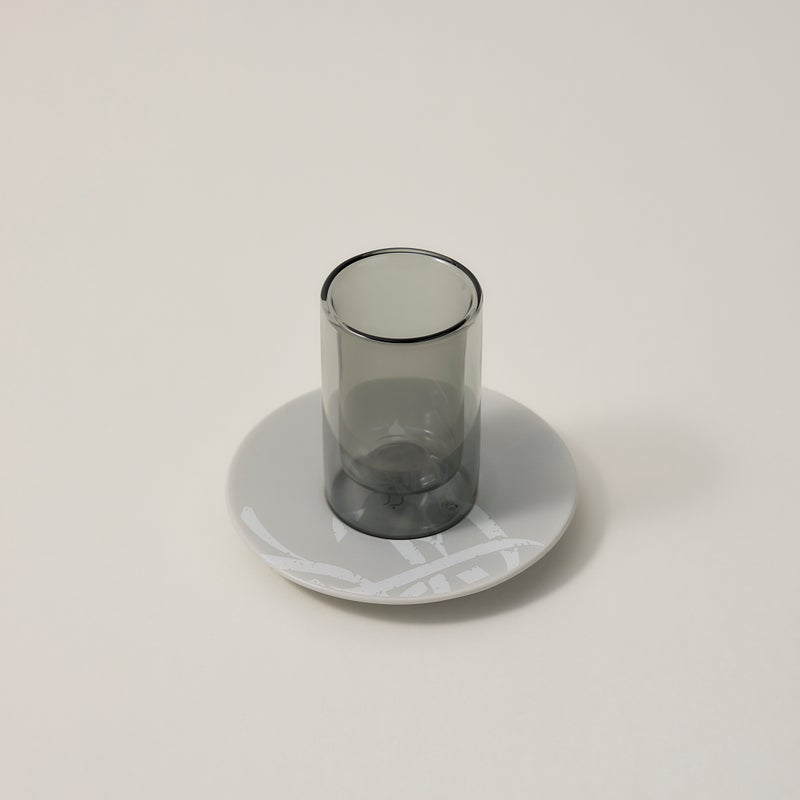 دلتي طقم أكواب شاي وفناجين قهوة سعودية زجاج وبورسلان رمادي 18 قطعة - Image 2