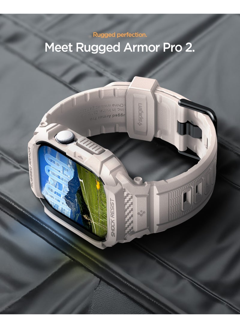 Spigen درع قوي برو 2 لساعة آبل سيريس 11 / 10 (46 مم) مع حزام - بيج كثيب - Image 3