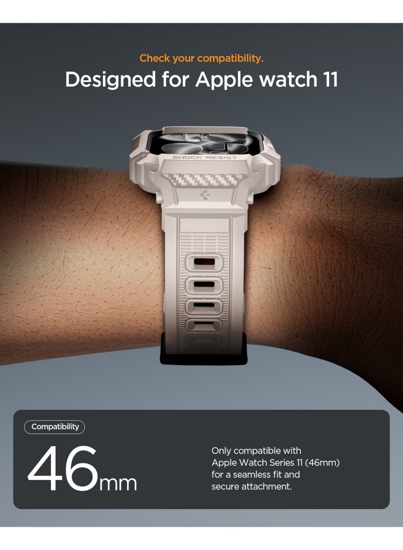 Spigen درع قوي برو 2 لساعة آبل سيريس 11 / 10 (46 مم) مع حزام - بيج كثيب - Image 2