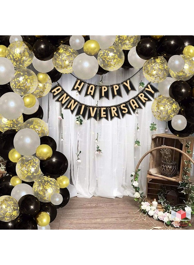 Wobbox Happy Anniversary Black & Copper Gold Text with Hanging Stars Bunting Banner, Anniversary Decoration for Home, Happy Anniversary Decoration Item, Marriage Anniversary Decoration Item - Image 5
