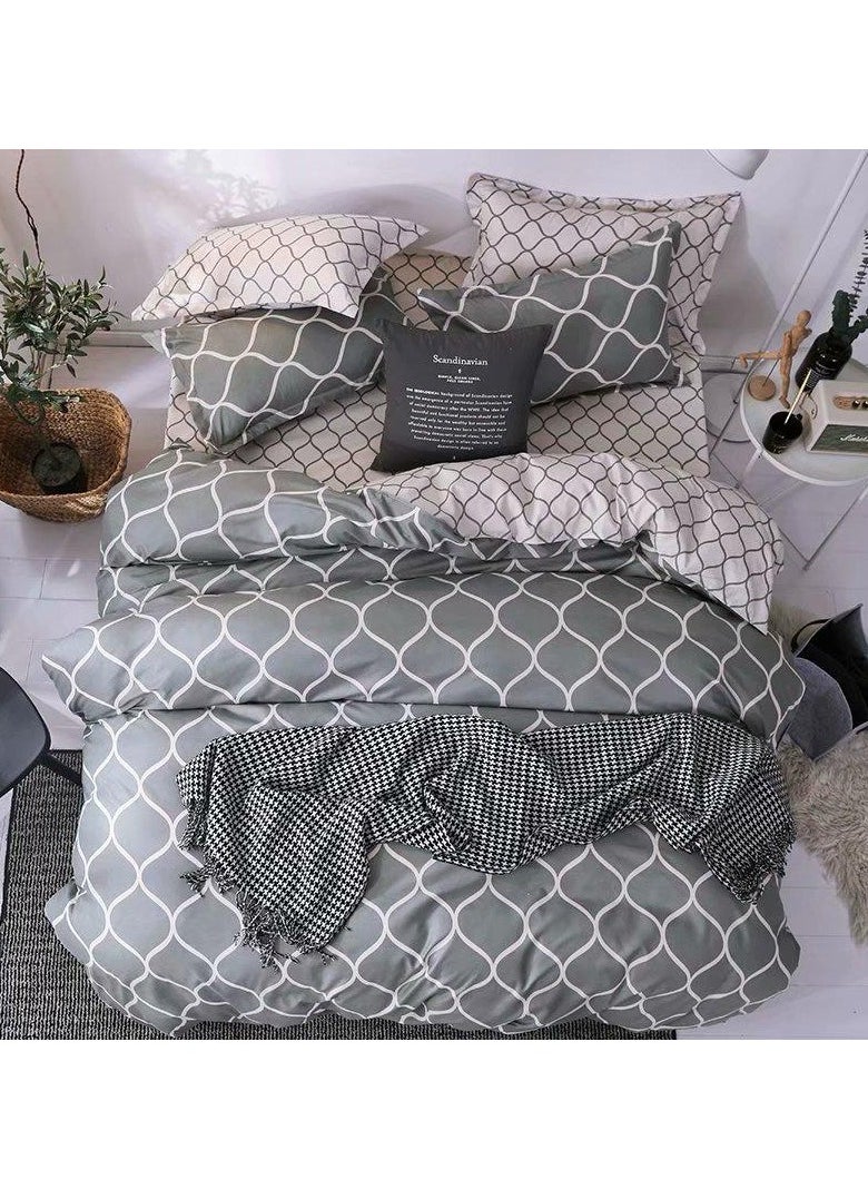 AL RAID Cozy & Durable King Size Bedding Set - 250 Microfibre Pure Cotton Bed Sheet Set - 1 Duvet Cover 220x240 cm with 1 Fitted Sheet 200x200+25 cm & 4 Soft Pillowcases 50x75 cm  - Image 1