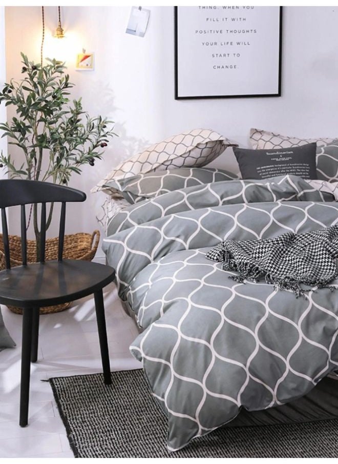 AL RAID Cozy & Durable King Size Bedding Set - 250 Microfibre Pure Cotton Bed Sheet Set - 1 Duvet Cover 220x240 cm with 1 Fitted Sheet 200x200+25 cm & 4 Soft Pillowcases 50x75 cm  - Image 3