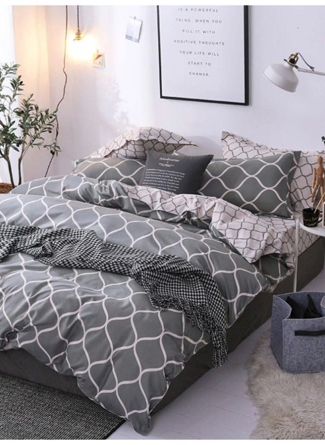 AL RAID Cozy & Durable King Size Bedding Set - 250 Microfibre Pure Cotton Bed Sheet Set - 1 Duvet Cover 220x240 cm with 1 Fitted Sheet 200x200+25 cm & 4 Soft Pillowcases 50x75 cm  - Image 2