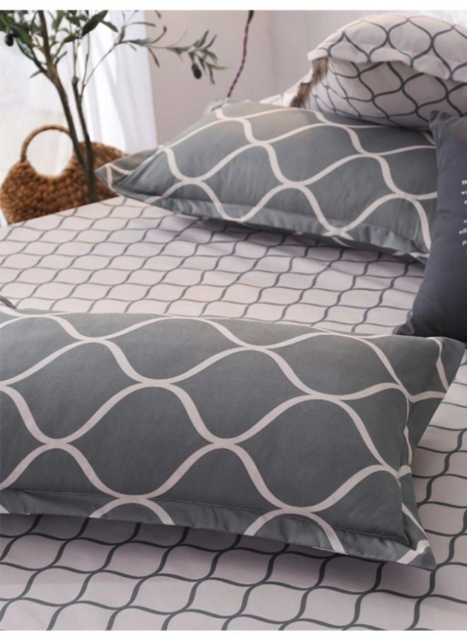 AL RAID Cozy & Durable King Size Bedding Set - 250 Microfibre Pure Cotton Bed Sheet Set - 1 Duvet Cover 220x240 cm with 1 Fitted Sheet 200x200+25 cm & 4 Soft Pillowcases 50x75 cm  - Image 4