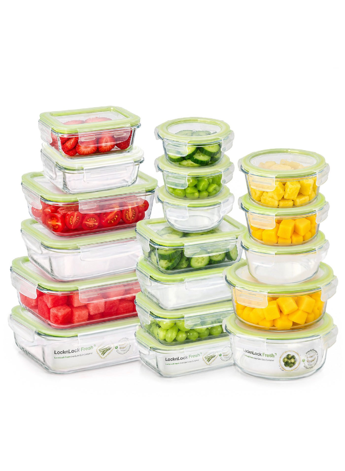 LocknLock Fresh Oven-Safe Glass Container 18-pcs Set – Airtight, Leakproof & Heat-Resistant