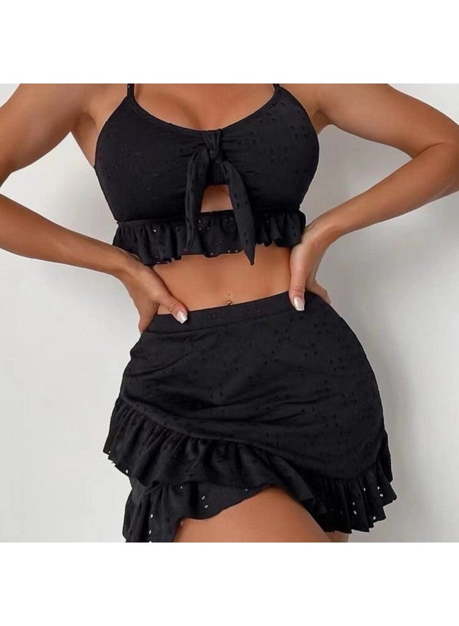 Generic Swimwear European And American Beach Dress Bikini Three-piece Swimwear Conservative Swimwear Women Wholesale-Color:Pink (can Be Customized)-Size:S - Image 4