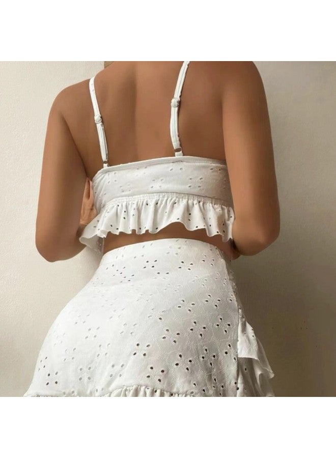 Generic Swimwear European And American Beach Dress Bikini Three-piece Swimwear Conservative Swimwear Women Wholesale-Color:Pink (can Be Customized)-Size:S - Image 2