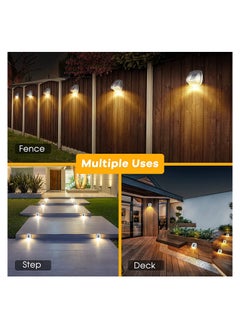 KASTWAVE Solar Fence Lights Outdoor Waterproof 6 Pack Upgrade 8 LEDs Outdoor Wall Lights Solar Powered Deck Light Decorative Lighting for Outside Stairs Fence Deck Patio Yard Pathway Porch Step (Warm White)  - Image 3