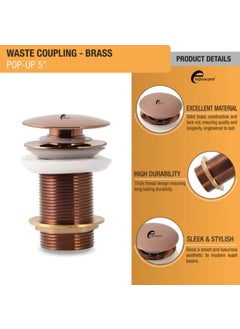 Endoware 5Inch Popup Waste Coupling by Endoware Antique Copper PVD Coating for Luxury Bathroom  - Image 2