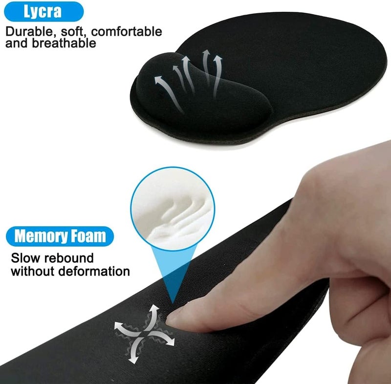 لينجي مسند معصم وسادة الماوس، مع واقي معصم جل ووسادة ماوس مريحة، واقي معصم مريح مضاد للانزلاق من إسفنج الذاكرة، قاعدة مطاطية، مناسب للمكتب والألعاب - Image 3