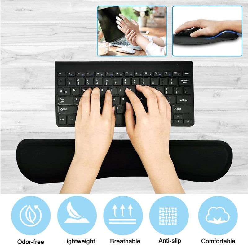 لينجي مسند معصم وسادة الماوس، مع واقي معصم جل ووسادة ماوس مريحة، واقي معصم مريح مضاد للانزلاق من إسفنج الذاكرة، قاعدة مطاطية، مناسب للمكتب والألعاب - Image 5