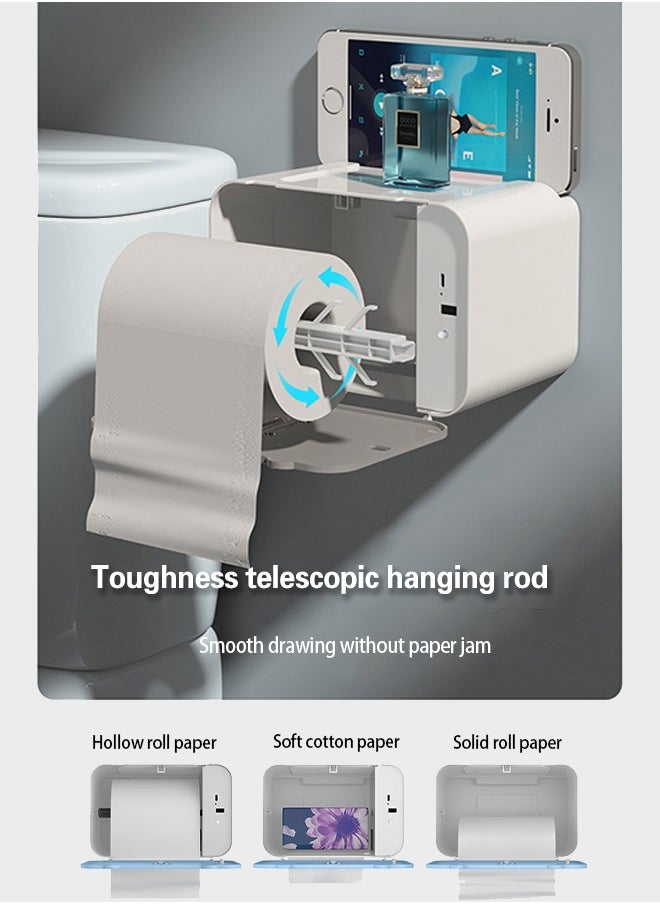 Hihonor - Tissue Box Holder Touch-sensitive Paper Towel Output USB Charging No Punching Required Waterproof and Moisture-proof Tissue Cover Top Storage or Mobile Phone Holder - Image 1