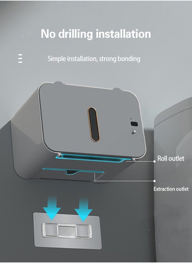 Hihonor - Tissue Box Holder Touch-sensitive Paper Towel Output USB Charging No Punching Required Waterproof and Moisture-proof Tissue Cover Top Storage or Mobile Phone Holder - Image 1