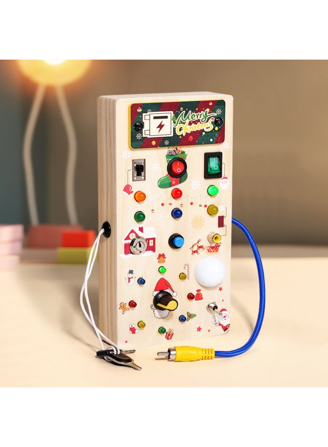 Children's Educational Wooden Switch Socket LED Light Montessori Early Education Busy Board Wooden Toys-Color:Band Circuit Board - Image 5