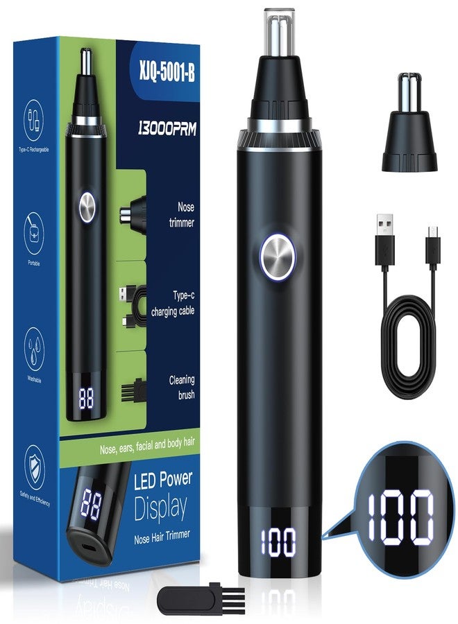 Ginity Ear & Nose Hair Trimmer with LED Display for Men Women,Painless USB Rechargeable Eyebrow & Facial & Nose Hair Trimmer Clipper,Professional IPX7 Waterproof Dual Edge Blades - Image 1
