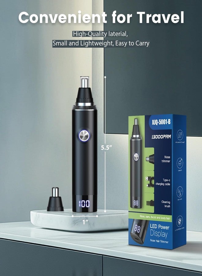 Ginity Ear & Nose Hair Trimmer with LED Display for Men Women,Painless USB Rechargeable Eyebrow & Facial & Nose Hair Trimmer Clipper,Professional IPX7 Waterproof Dual Edge Blades - Image 5
