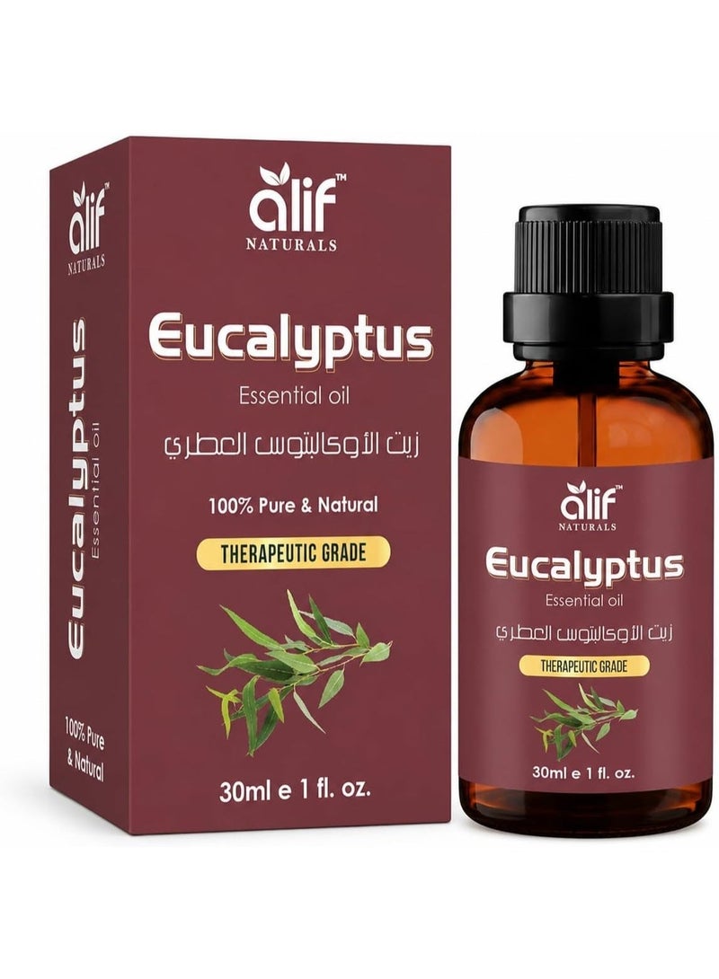 ALIF NATURALS Eucalyptus Essential Oil - 30 ml | 100% Pure and Natural | Premium Grade Essential Oils for Aromatherapy, Diffusers, Hair, Skin, Massage and Humidifiers - Image 1